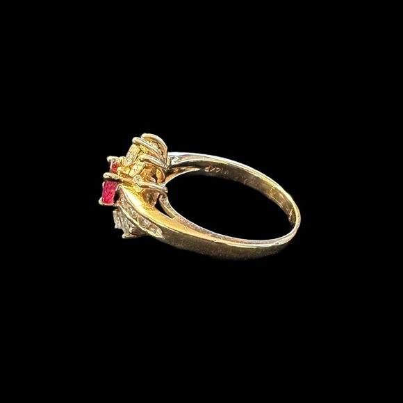 Genuine 14K Ruby & Diamond Ring - Size 6.5 - Vintage - Picture 7 of 12